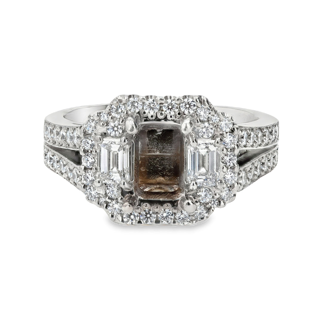 Platinum Split-Shank Halo Ring with 0.56ct Diamond Accents