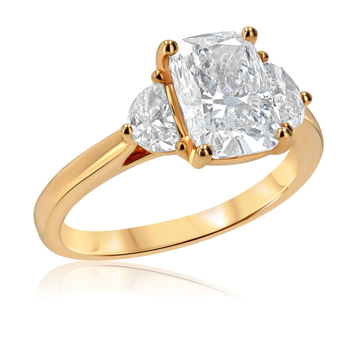 2.05ct Cushion Lab-Grown Diamond Ring with Half-Moon Accents
