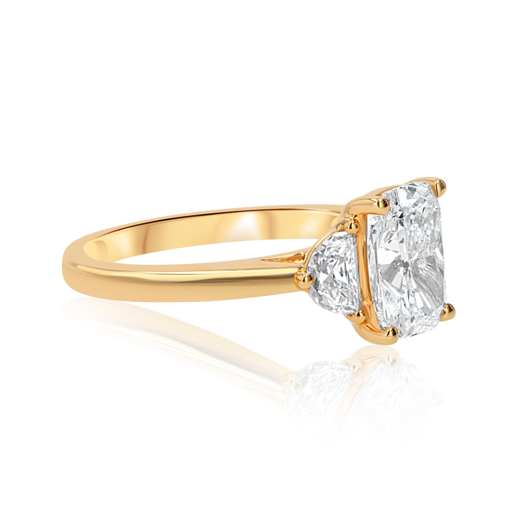 2.05ct Cushion Lab-Grown Diamond Ring with Half-Moon Accents