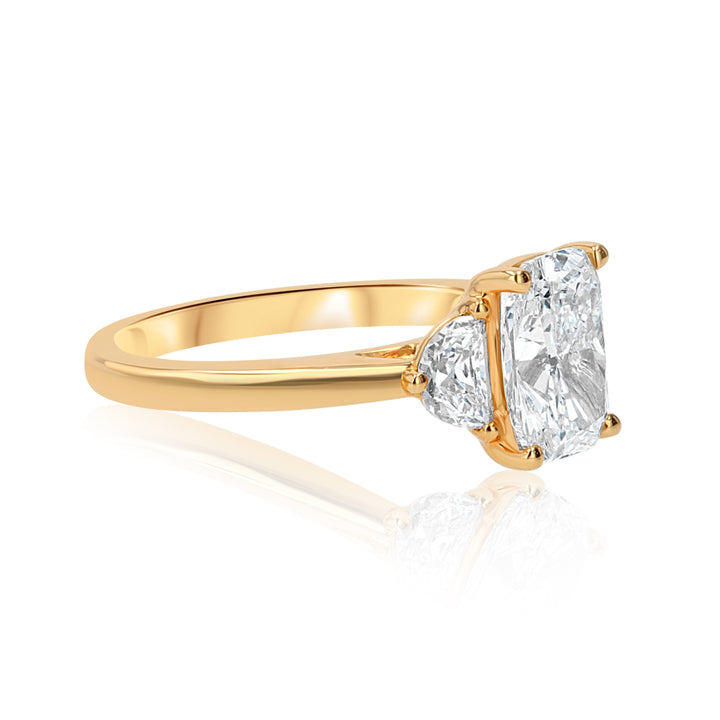 2.05ct Cushion Lab-Grown Diamond Ring with Half-Moon Accents
