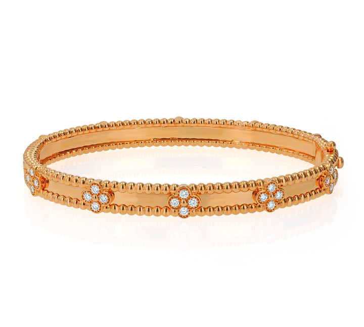 18K Rose Gold Diamond Sweet Clover Bangle 0.69ct