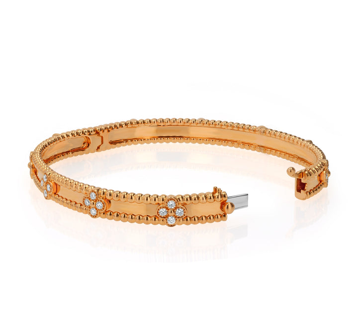 18K Rose Gold Diamond Sweet Clover Bangle 0.69ct