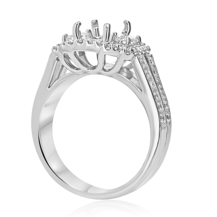 Platinum Split-Shank Halo Ring with 0.56ct Diamond Accents