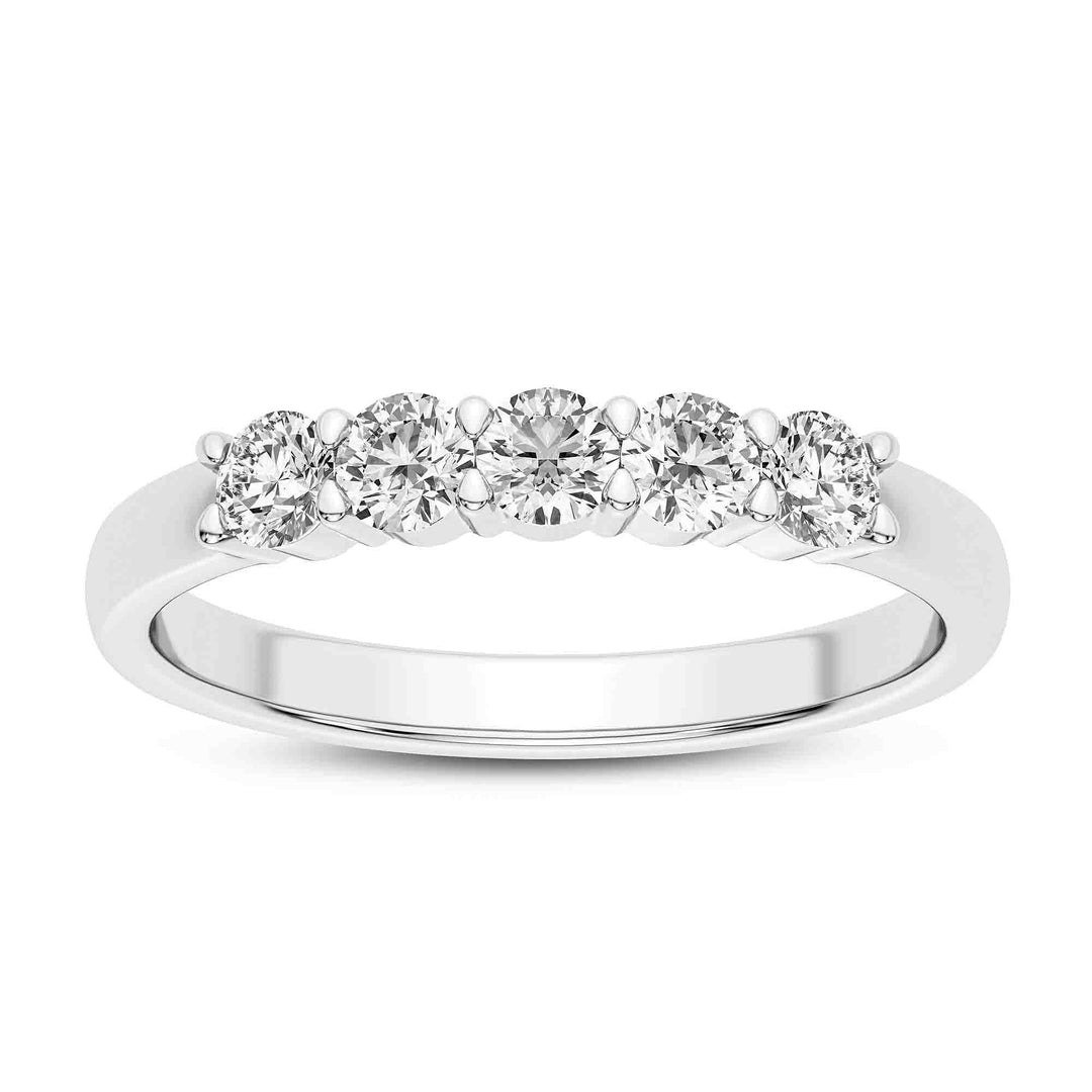 Platinum Shared 4-Prong Wedding Band with 0.50ct Diamonds