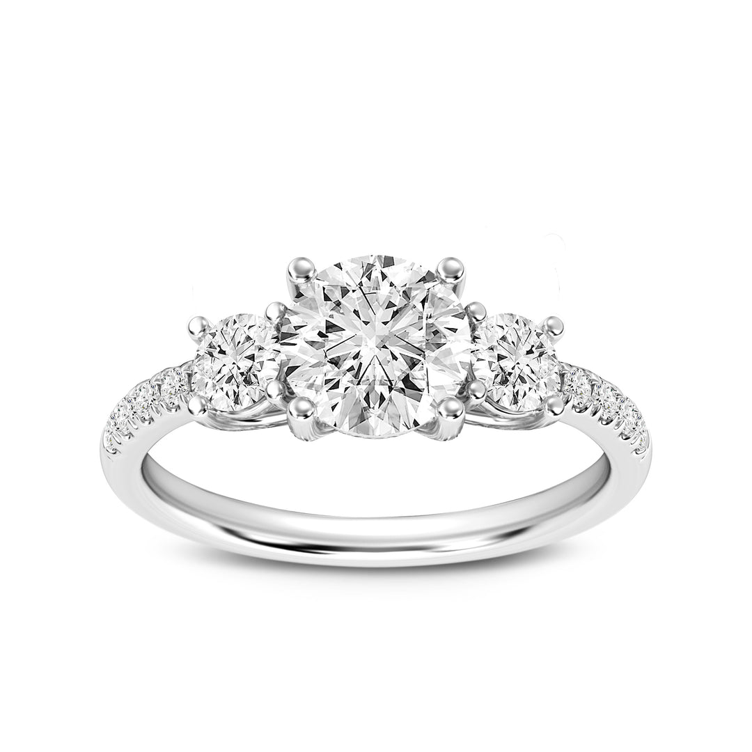 Three-Stone Round Diamond 14K White Gold Engagement Setting