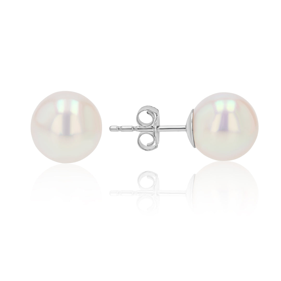 8–8.5mm Akoya Pearl Stud Earrings in 18K White Gold
