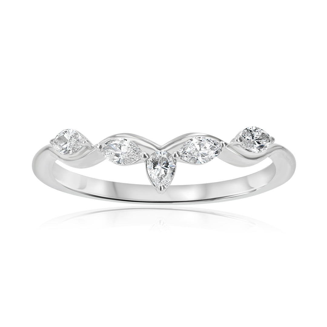 Platinum Marquise Diamond In-Line Accent Band 0.42 ct
