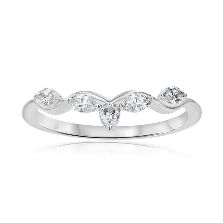 Platinum Marquise Diamond In-Line Accent Band 0.42 ct