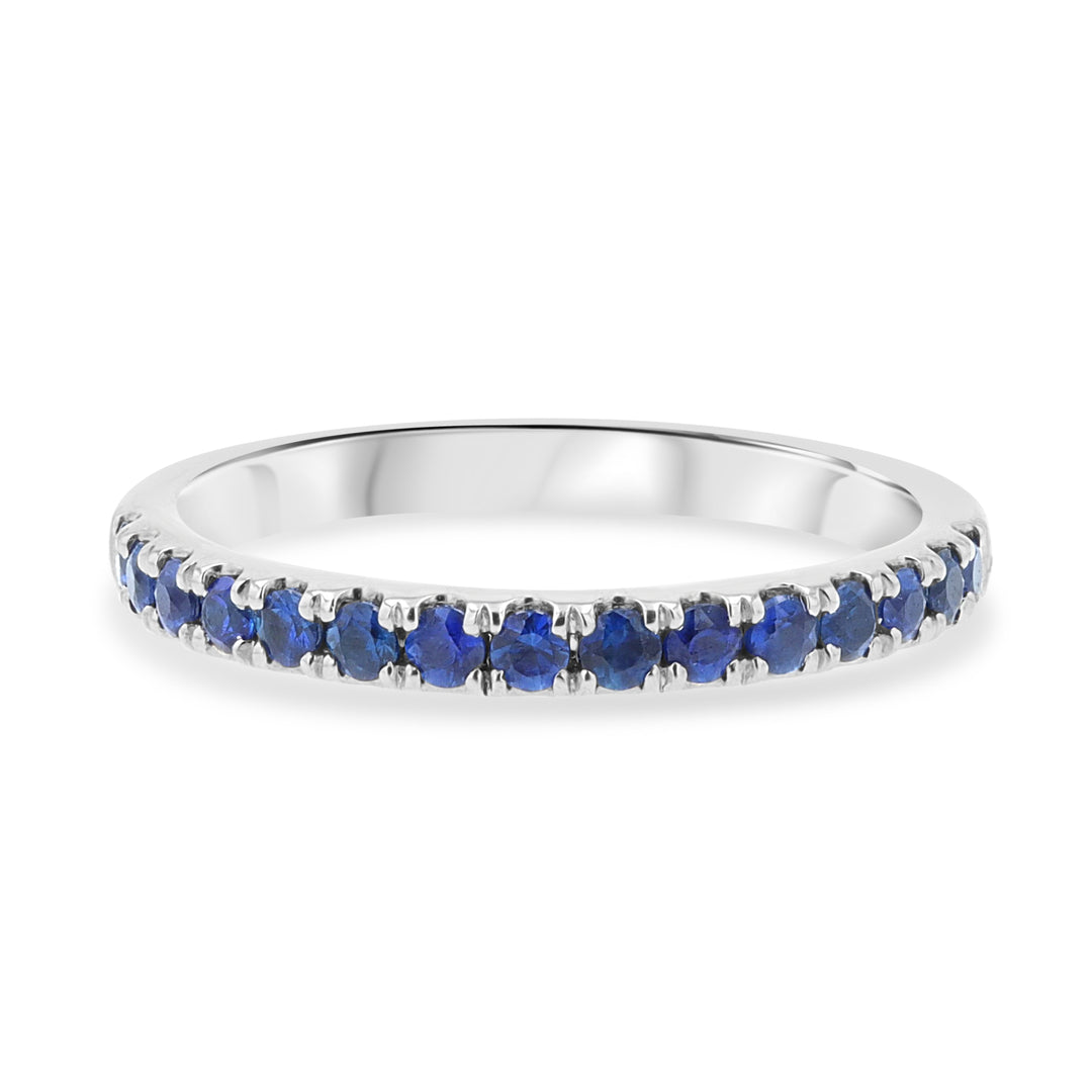 Platinum Split Prong Band with 0.90ct Blue Sapphires