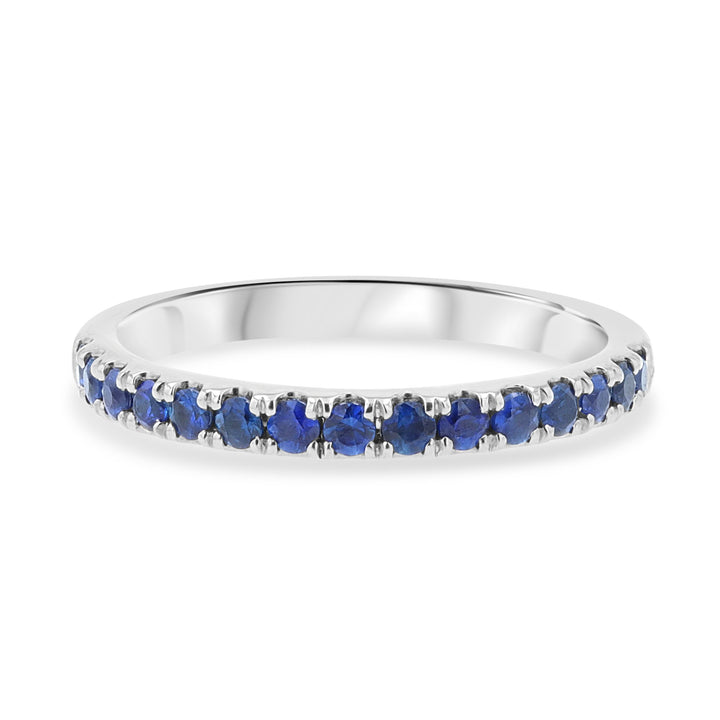 Platinum Split Prong Band with 0.90ct Blue Sapphires