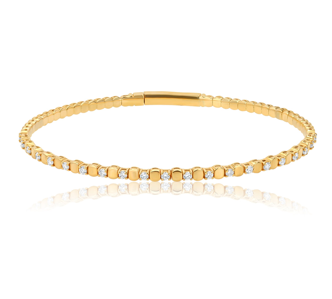 14K Yellow Gold Diamond Bangle Bracelet – 0.52ct Sparkle