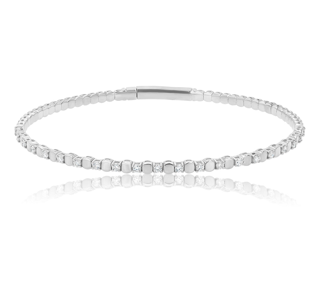 14K White Gold Diamond Bangle Bracelet – 0.52ct Sparkle
