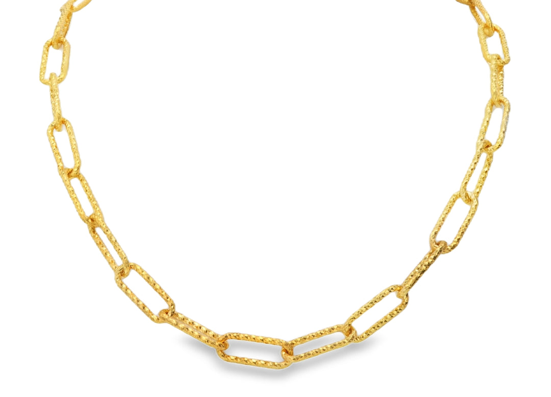 Gold Vermeil Faceted Oval Link Necklace on Sterling Silver