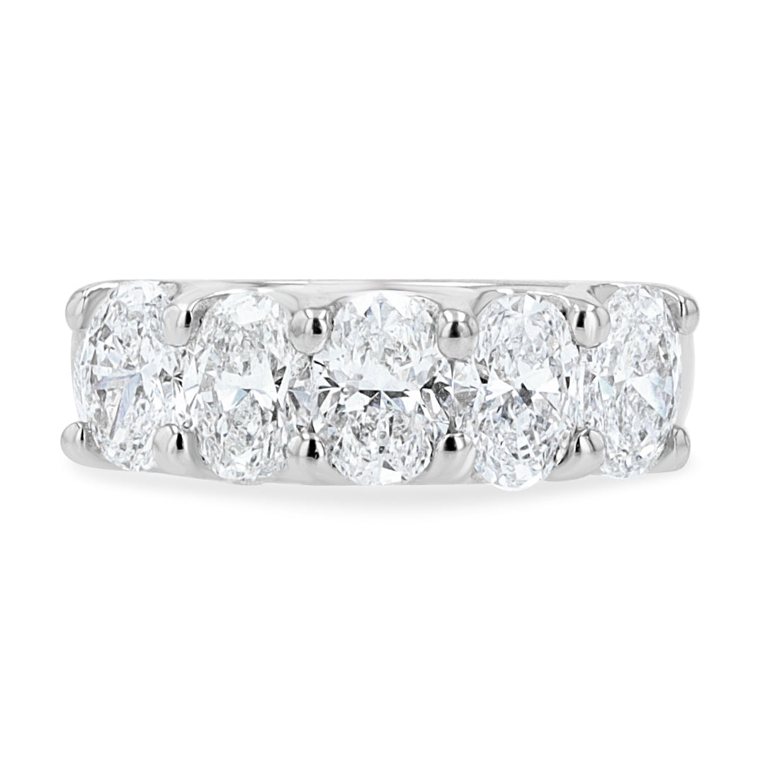 14K White Gold 5-Stone Lab-Grown Oval Diamond Band 2.57ct