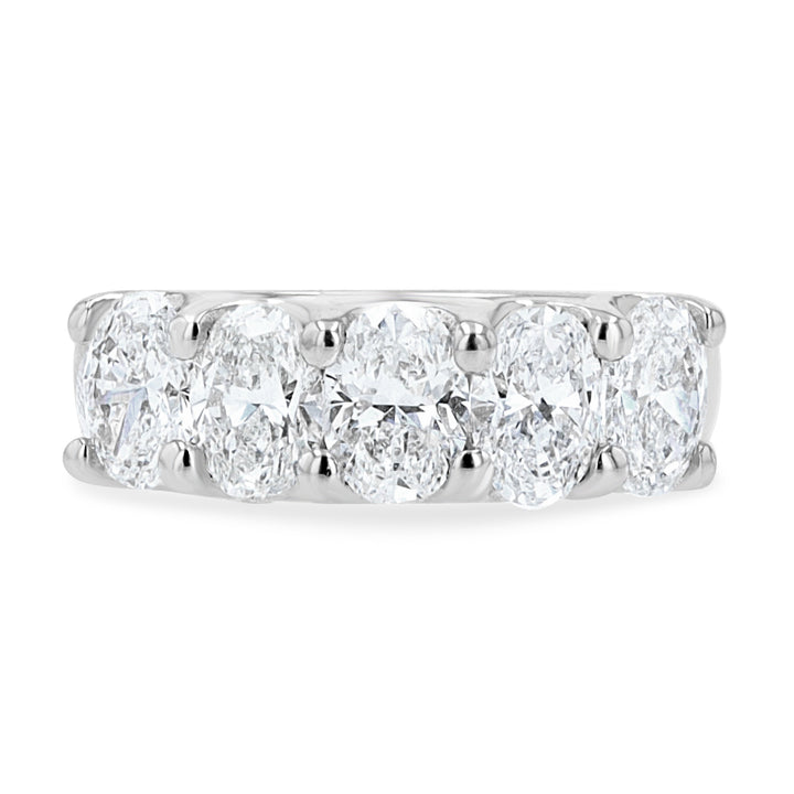 14K White Gold 5-Stone Lab-Grown Oval Diamond Band 2.57ct