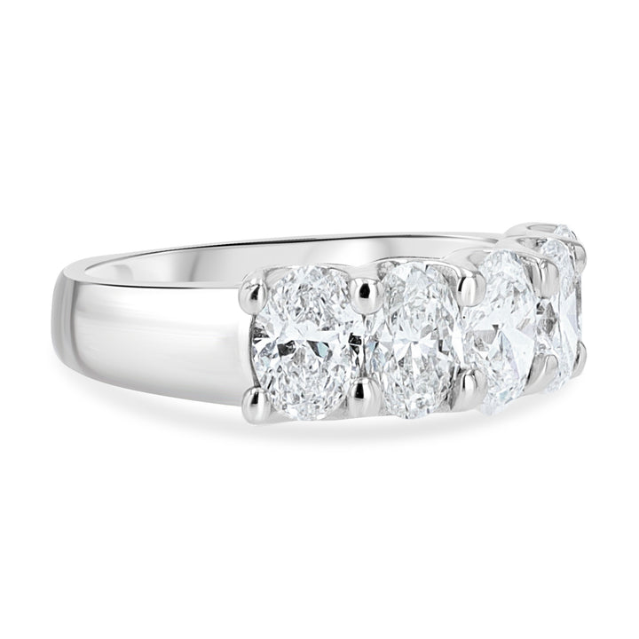 14K White Gold 5-Stone Lab-Grown Oval Diamond Band 2.57ct