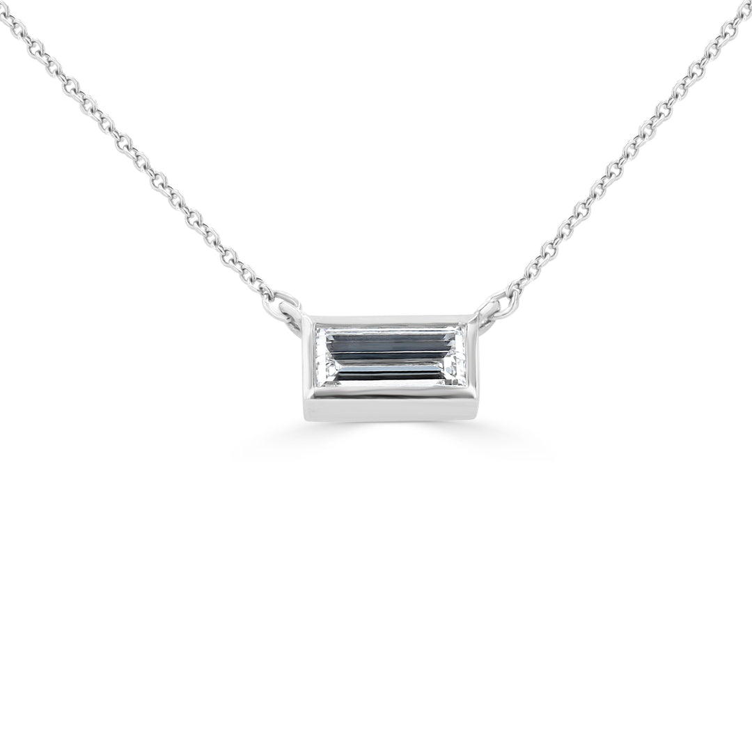 0.91ct Emerald-Cut Lab-Grown Diamond Pendant in 14kt White Gold
