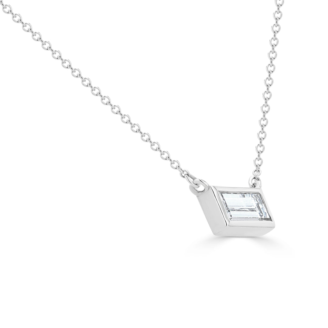 0.91ct Emerald-Cut Lab-Grown Diamond Pendant in 14kt White Gold