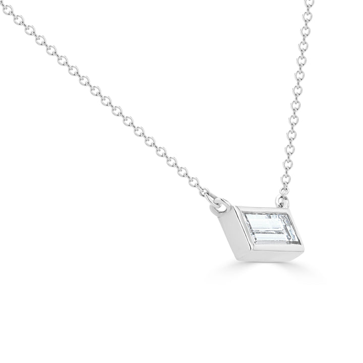 0.91ct Emerald-Cut Lab-Grown Diamond Pendant in 14kt White Gold