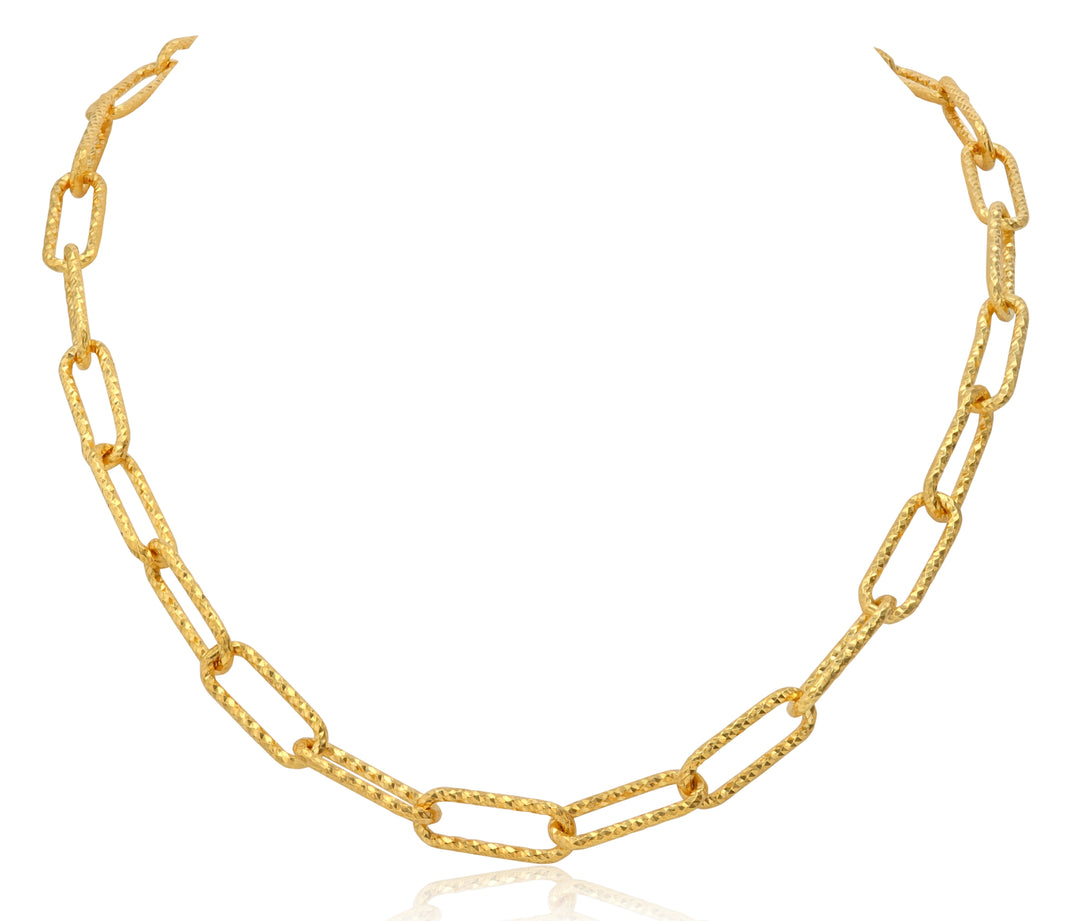 Gold Vermeil Faceted Oval Link Necklace on Sterling Silver