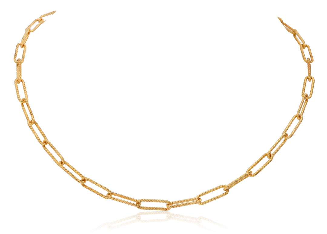 Gold Vermeil Faceted Oval Link Necklace on Sterling Silver