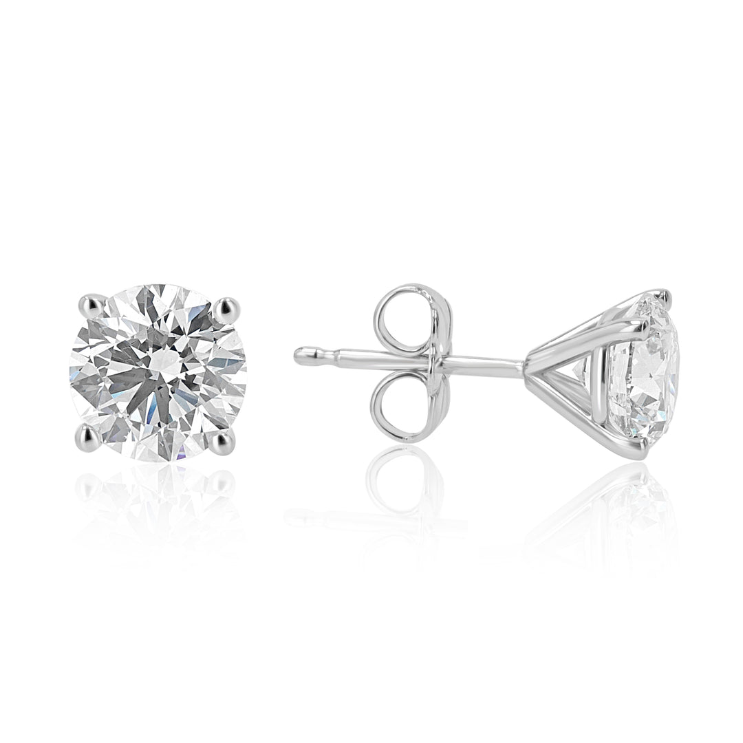 2.02ct Round Diamond Studs J SI1/VS2 4-Prong Martini