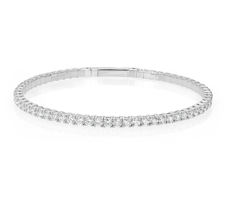5.07ct Flexible Diamond Bangle 14K White Gold