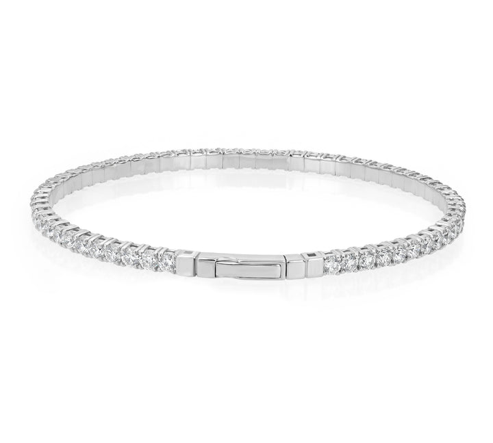 5.07ct Flexible Diamond Bangle 14K White Gold