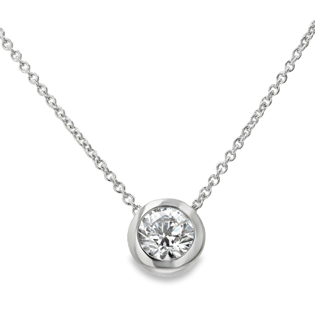 0.90ct Round Diamond Platinum Bezel Necklace