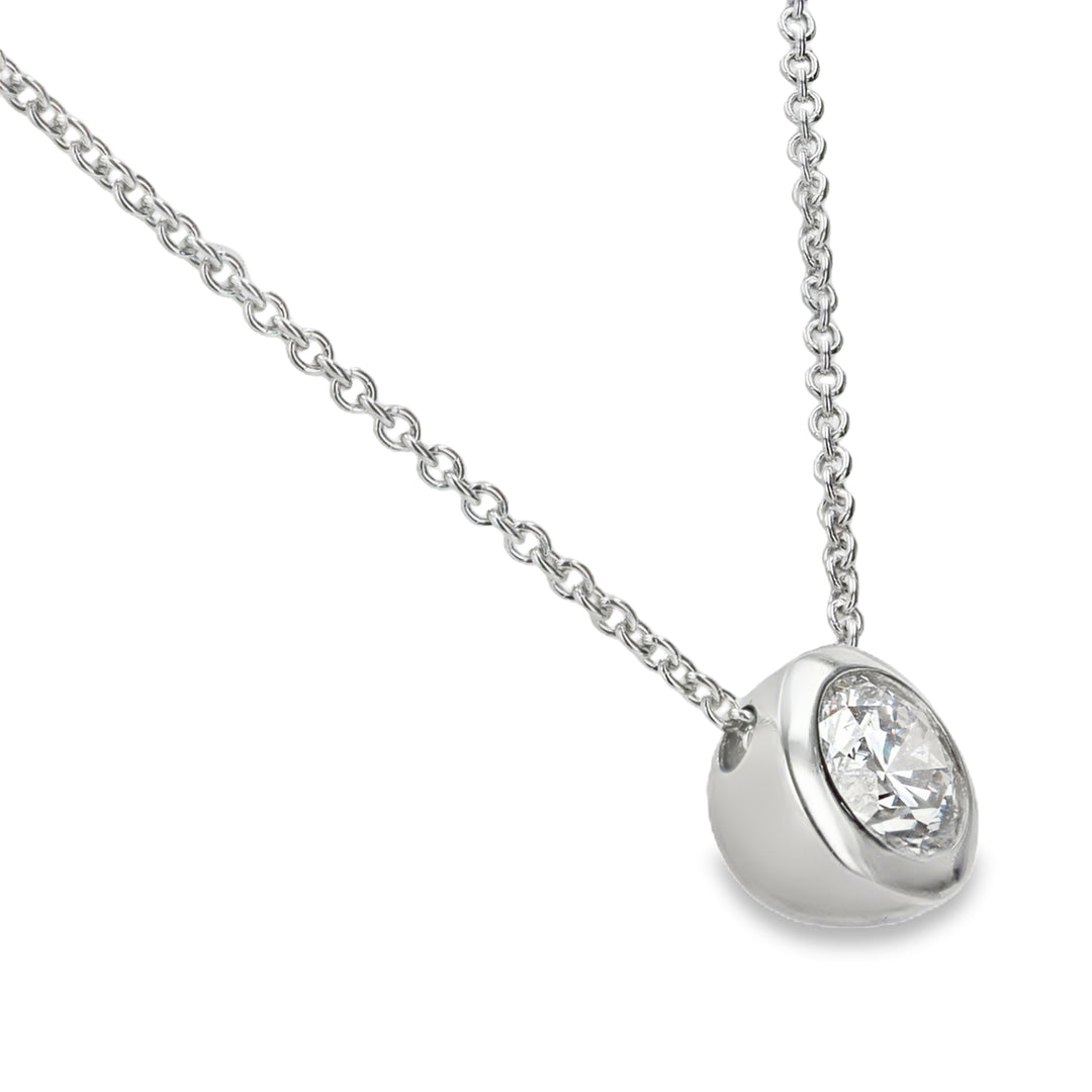 0.90ct Round Diamond Platinum Bezel Necklace