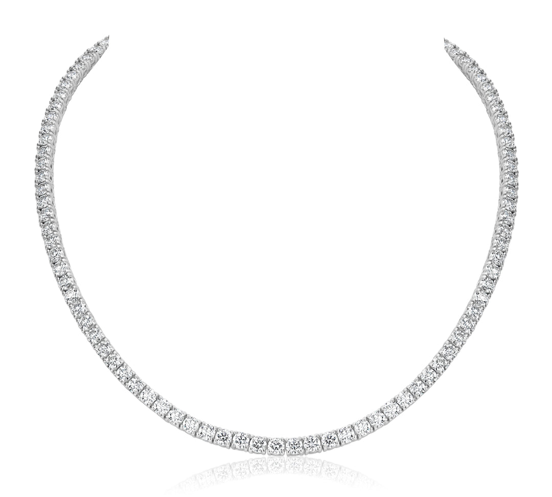 15.59ct Diamond Tennis Necklace 14K White Gold