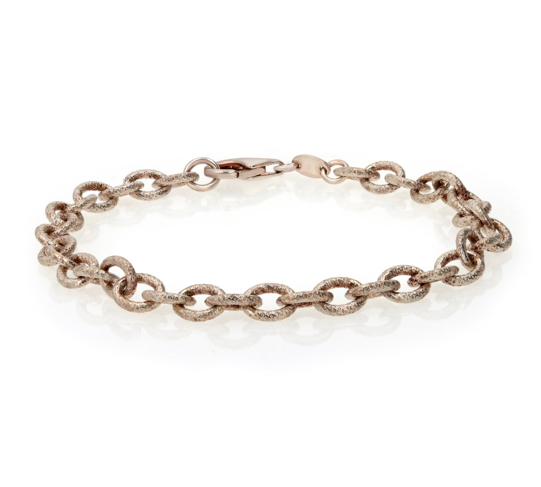 Sterling Silver Textured Oval Bracelet | Washington Diamond