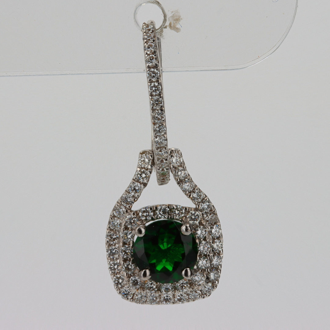 1.23ct Tsavorite & .75ct Diamond Dangle Earrings in 18K White Gold