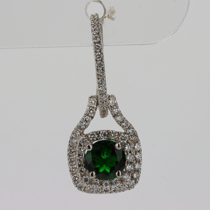 1.23ct Tsavorite & .75ct Diamond Dangle Earrings in 18K White Gold