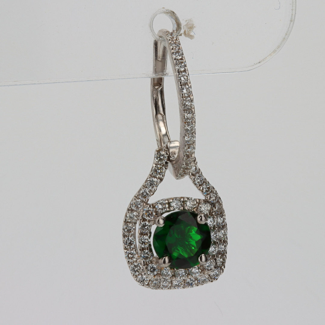 1.23ct Tsavorite & .75ct Diamond Dangle Earrings in 18K White Gold