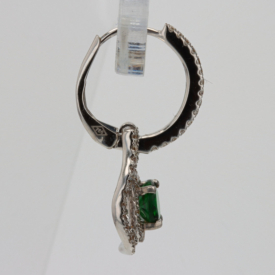 1.23ct Tsavorite & .75ct Diamond Dangle Earrings in 18K White Gold