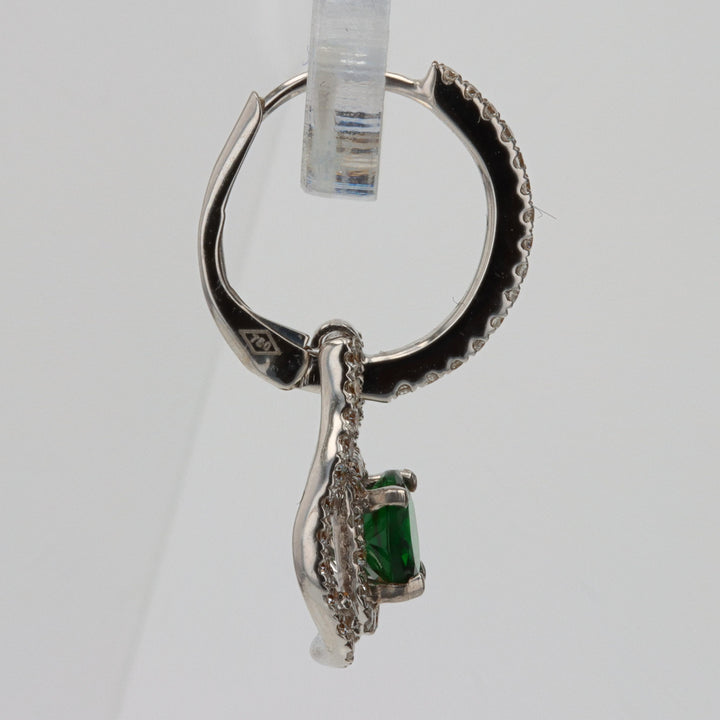 1.23ct Tsavorite & .75ct Diamond Dangle Earrings in 18K White Gold