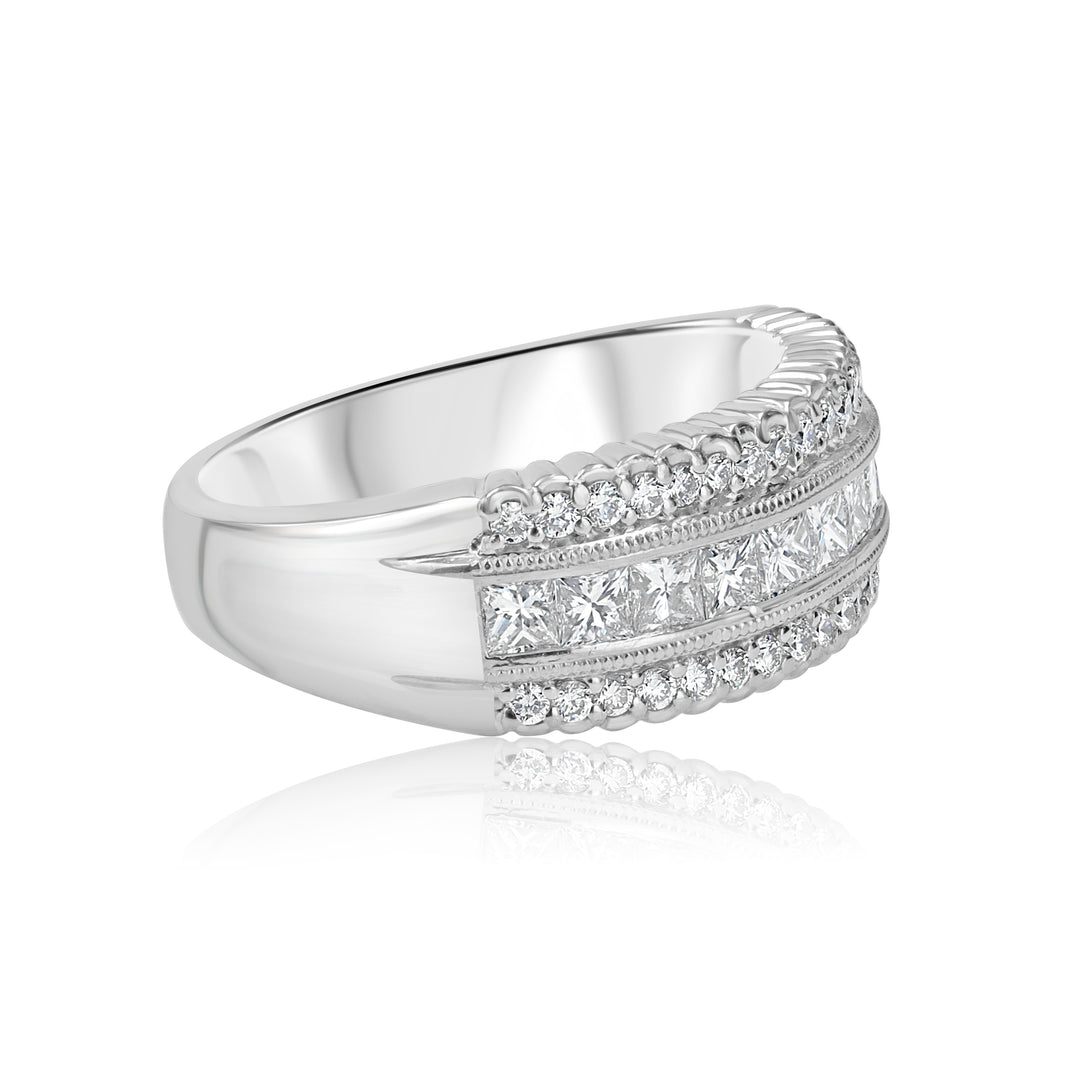 Platinum Diamond Band with Princess & Round Diamonds 1.03ct