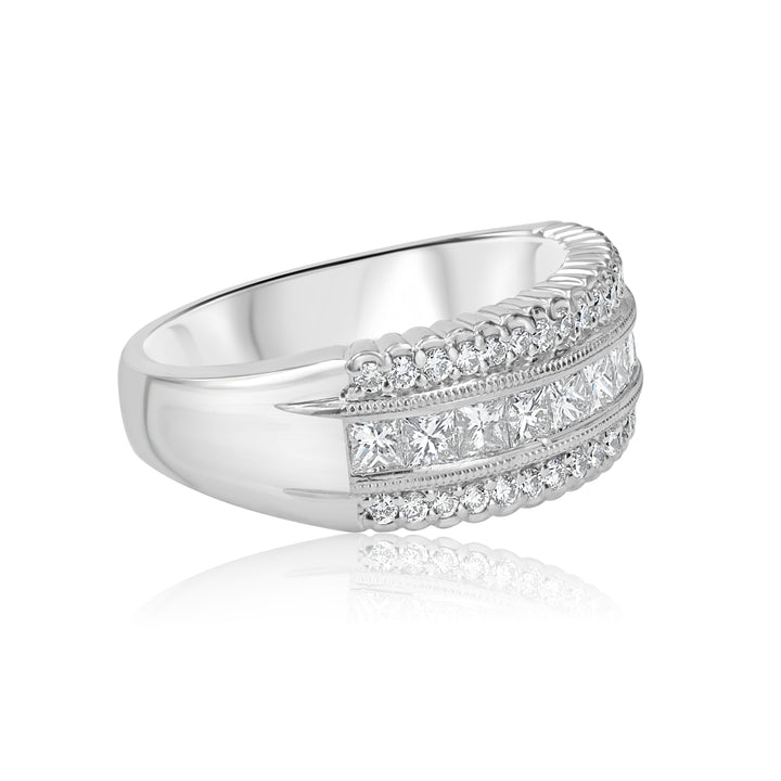 Platinum Diamond Band with Princess & Round Diamonds 1.03ct