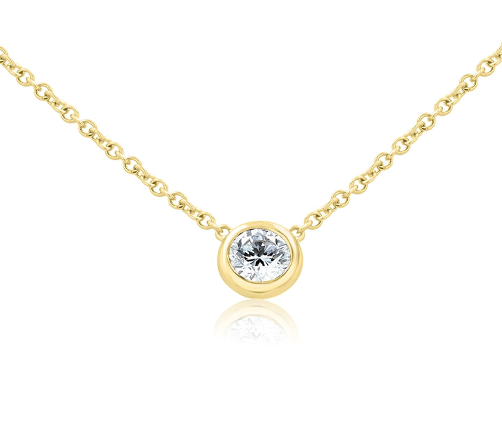 0.83ct Lab-Grown Round Diamond Bezel Pendant in 14kt Gold