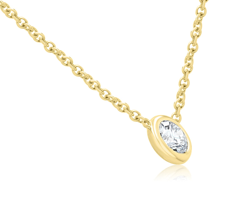 0.83ct Lab-Grown Round Diamond Bezel Pendant in 14kt Gold