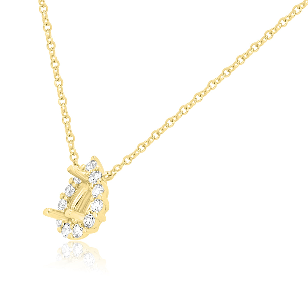 18K Yellow Gold Pear-Shaped Semi-Mount Necklace with Diamonds