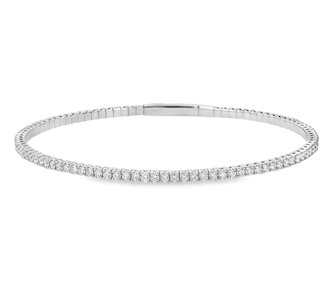 1.98ct Diamond Flexible Bangle Bracelet 14K White Gold