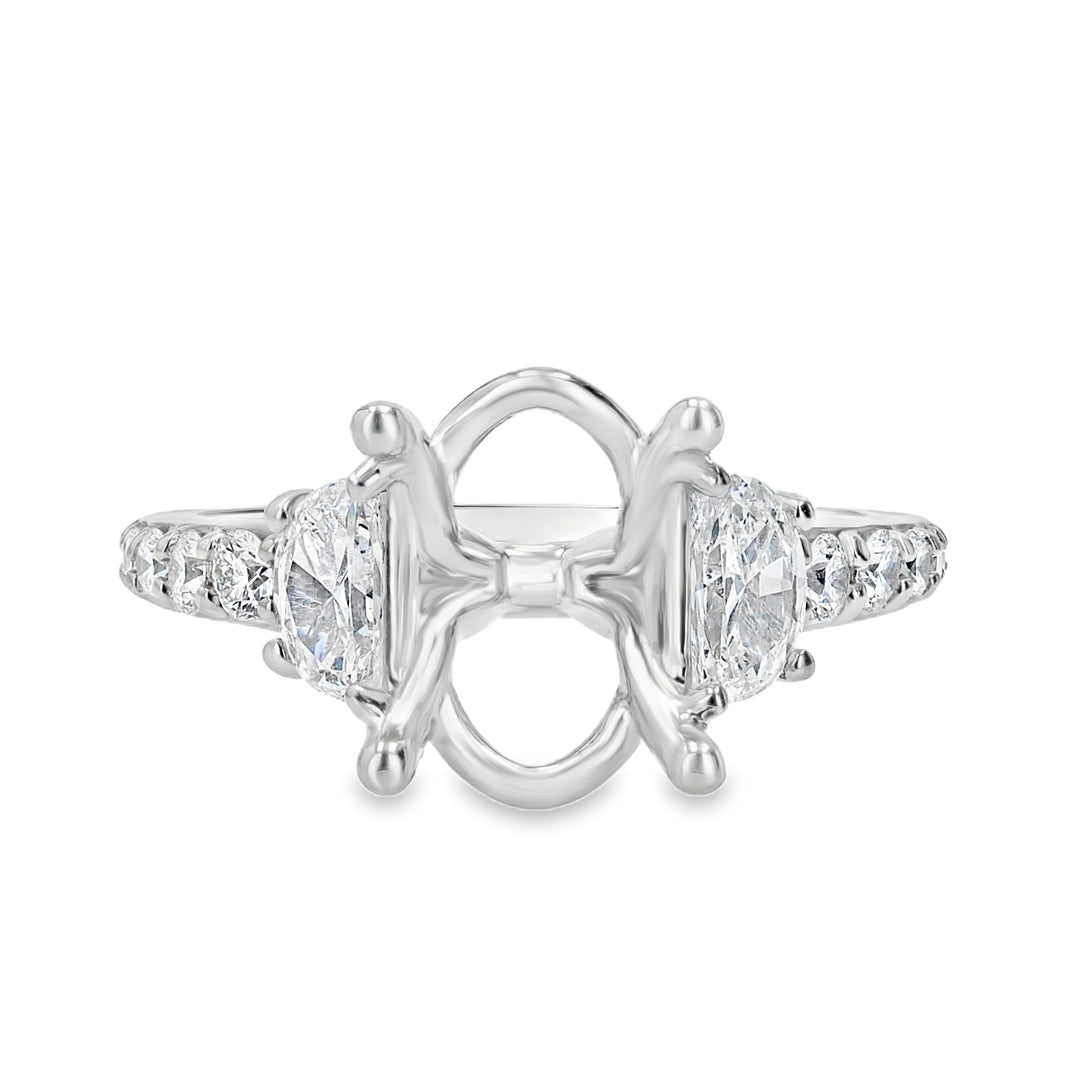 .90ct Half-Moon & Round Diamonds Platinum Engagement Ring