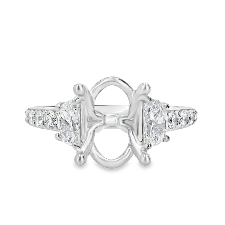 .90ct Half-Moon & Round Diamonds Platinum Engagement Ring