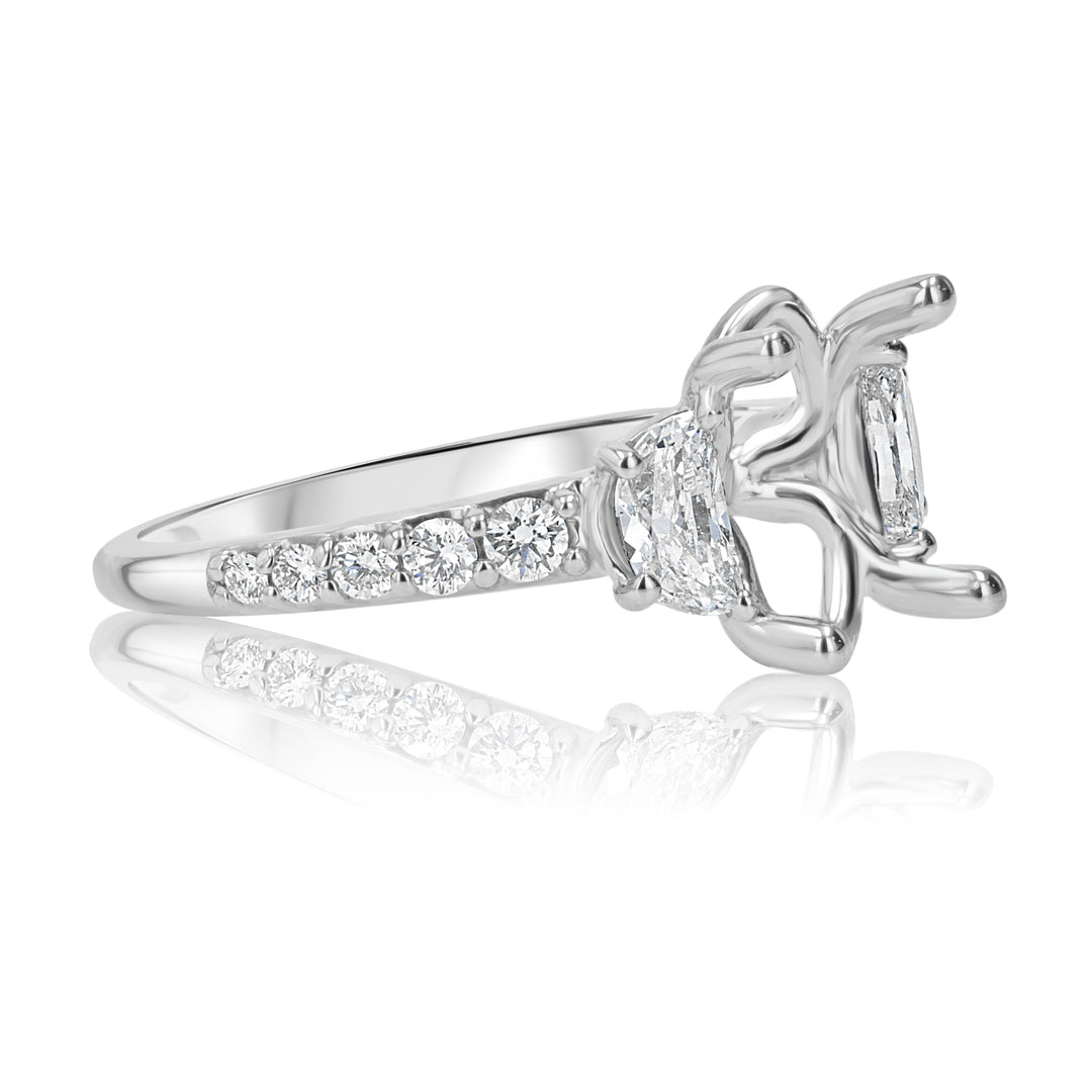 .90ct Half-Moon & Round Diamonds Platinum Engagement Ring