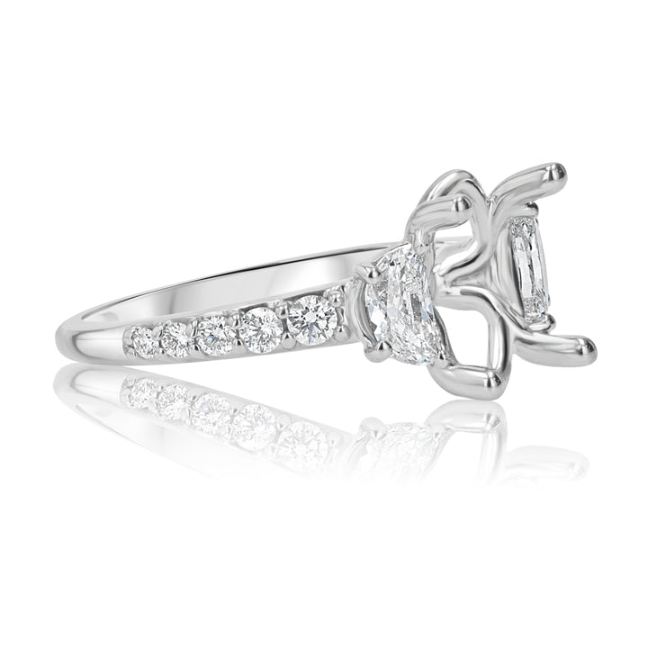 .90ct Half-Moon & Round Diamonds Platinum Engagement Ring