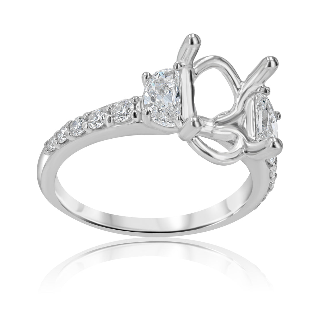 .90ct Half-Moon & Round Diamonds Platinum Engagement Ring