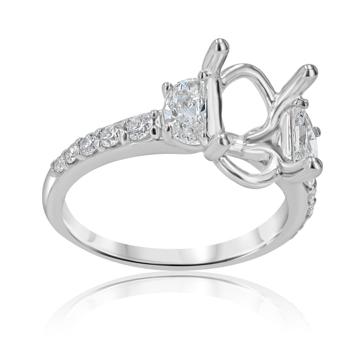 .90ct Half-Moon & Round Diamonds Platinum Engagement Ring