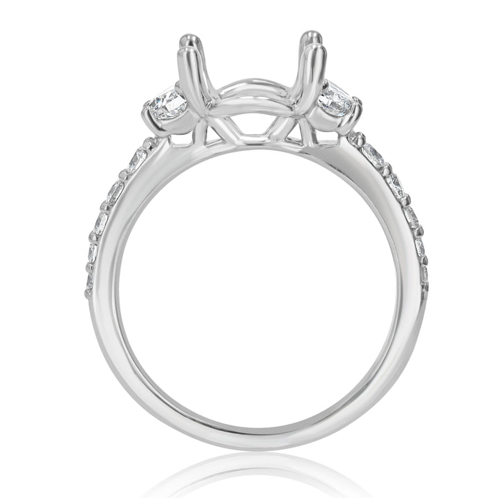 .90ct Half-Moon & Round Diamonds Platinum Engagement Ring